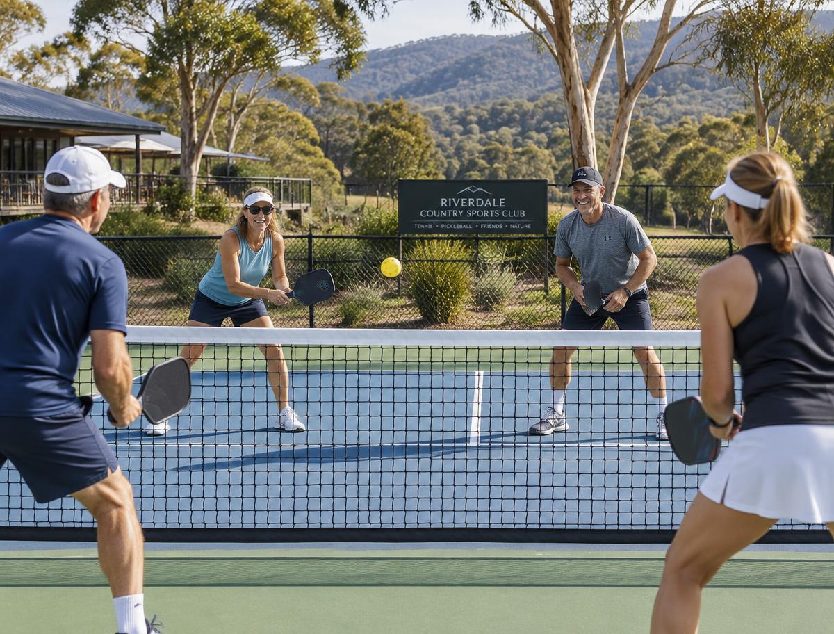 Social pickleball doubles at a Blue Mountains club